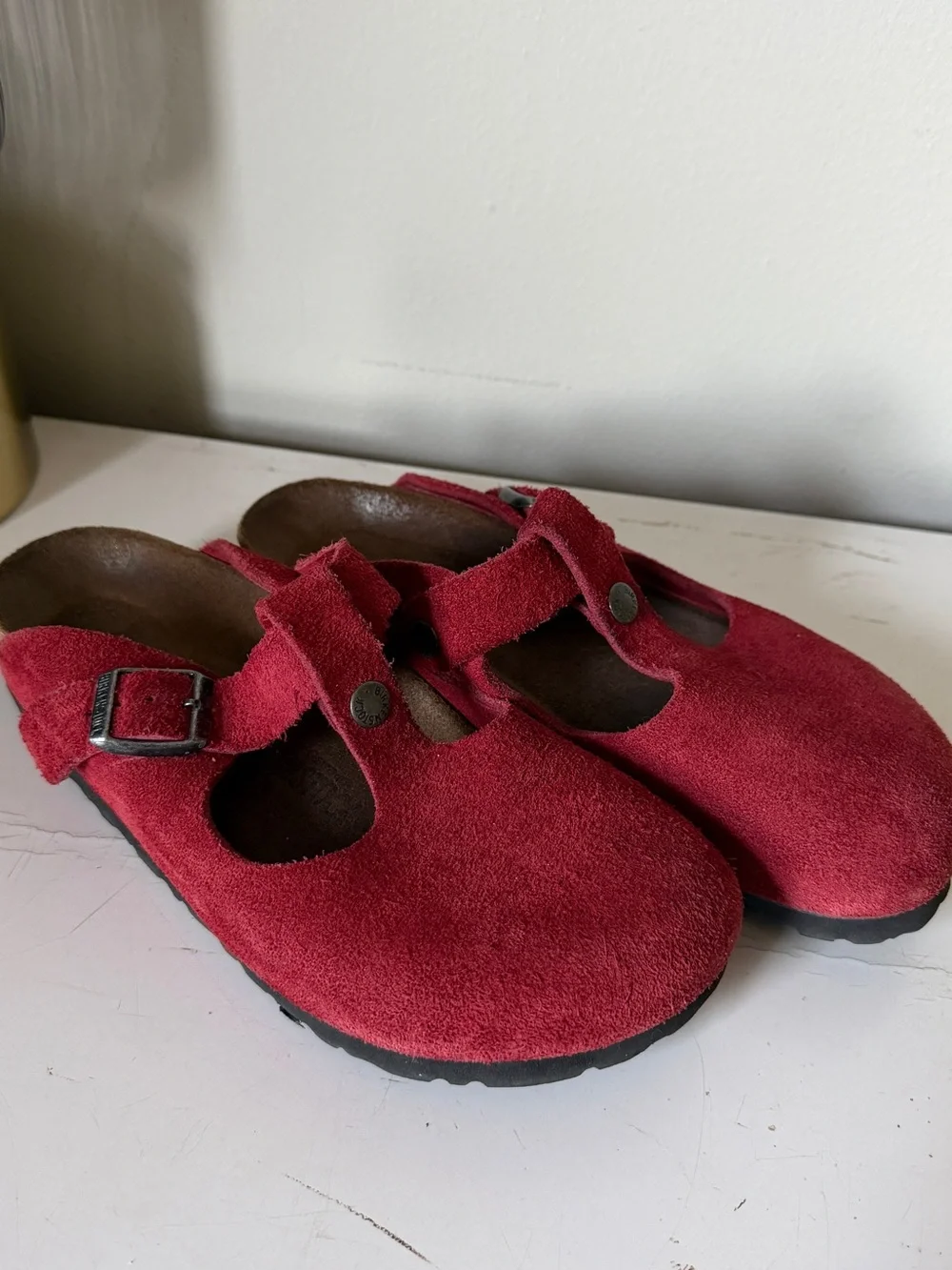 Rare Red Suede Mary Jane Clog Sandals - Picture 1 of 3